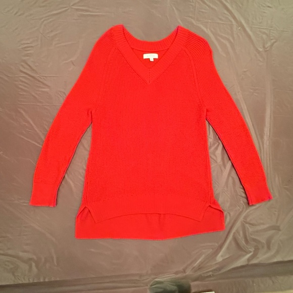 New Directions Red V-Neck Tunic High-Low Oversized Sweater Size XS - Picture 3 of 9